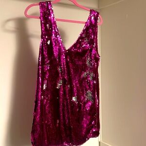 Free People Intimately Pink / Reverse Silver Sequin Shirt Dress